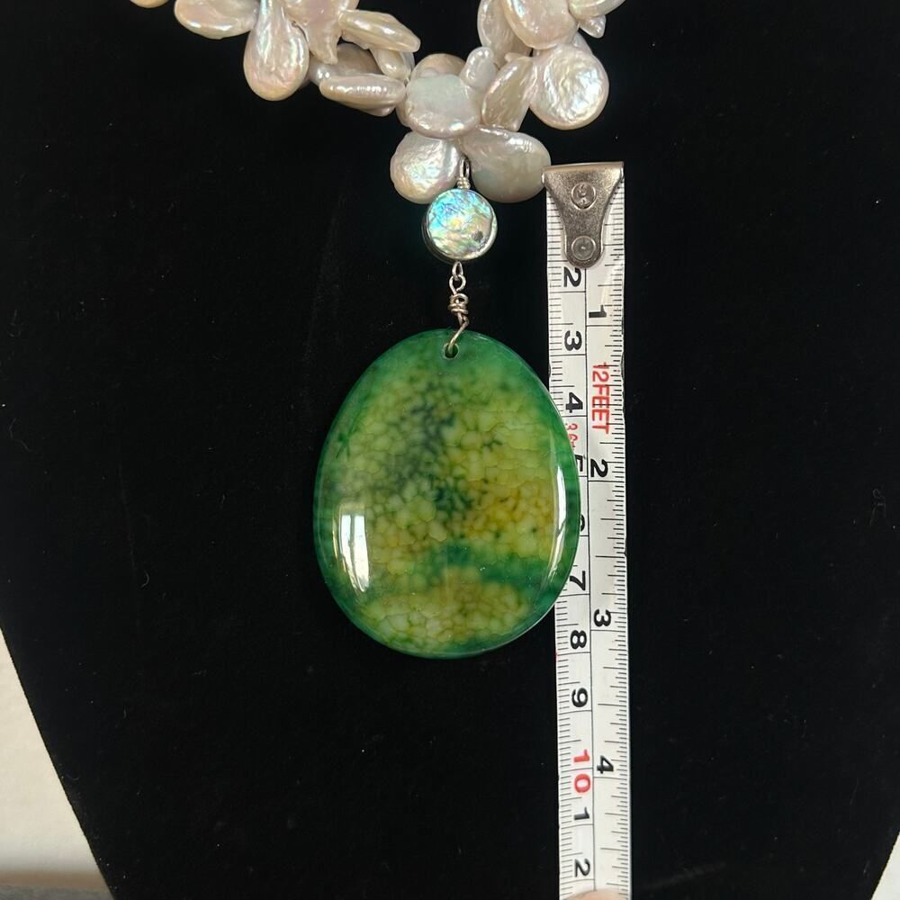 Handmade Artisan Pearl Statement Necklace - Picture 4 of 7
